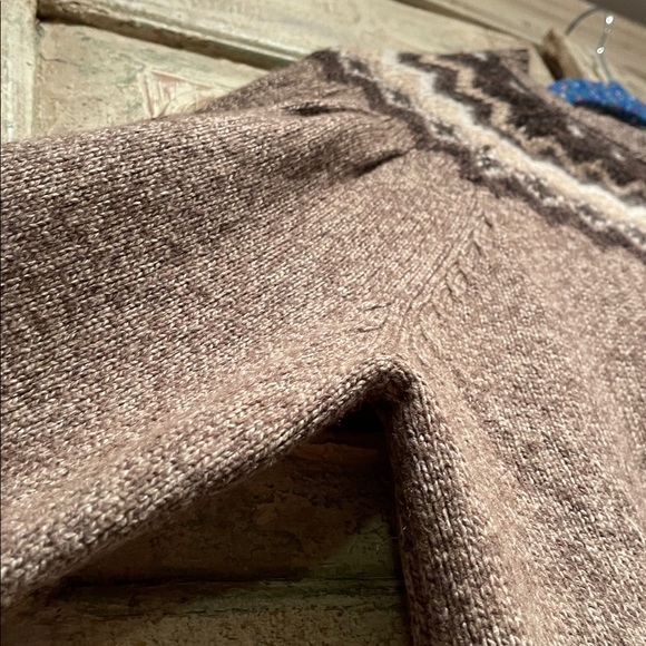 FRAME Fair Isle Crewneck Knit  Sweater /Mushroom Tan Brown, Large/ - Picture 4 of 15